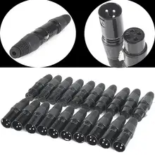 Adeeing 10pairs XLR 3Pin Audio Microphone Cable Connector Black Male+ Female MIC Plug Cable Connect XLR Adapter(10x Male+10x Female