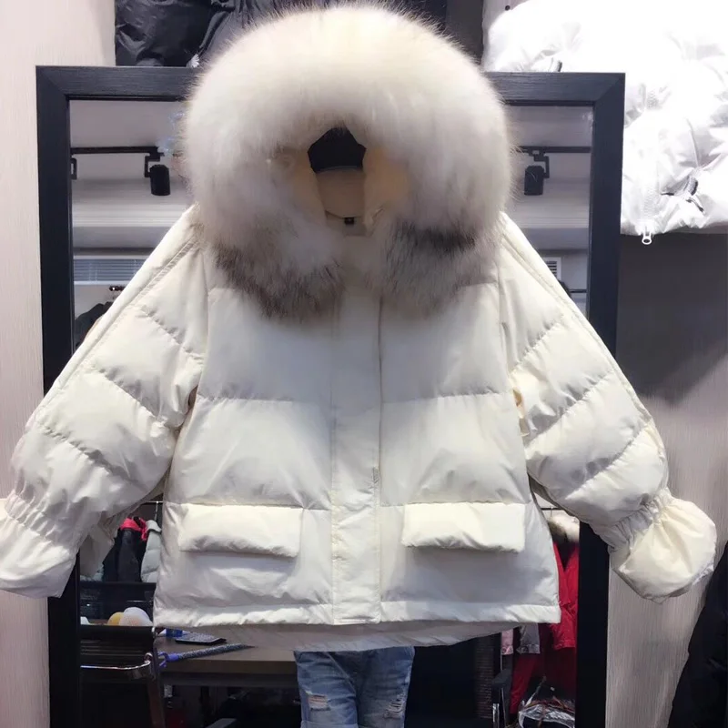 Big Real Raccoon Fur 2018 Winter Jacket Women Female Snow Coat White Duck Down Jacket Thick Warm Down Parka Winter Woman Coat