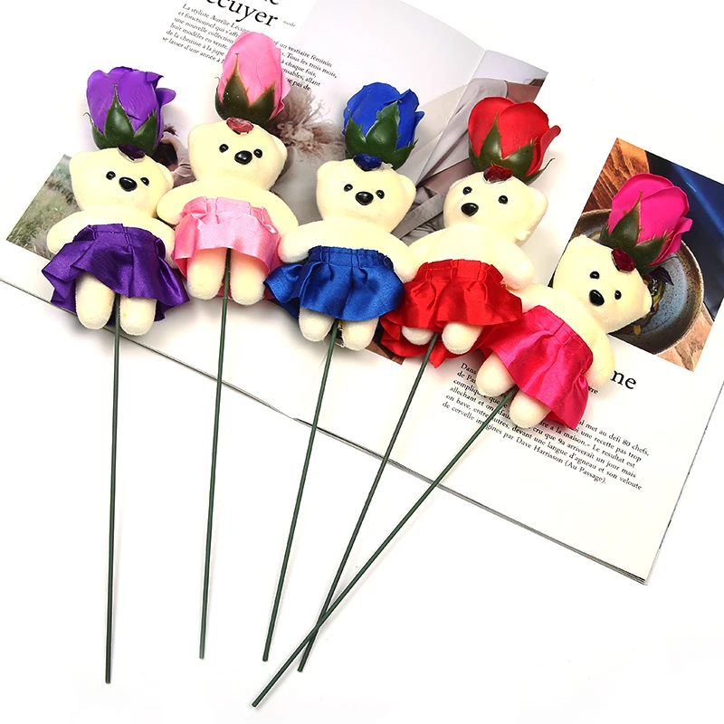 

1pc Cute Creative Gifts Bear Rose Flower Soap Cartoon Bouquet Party Wedding Decoration Accessories