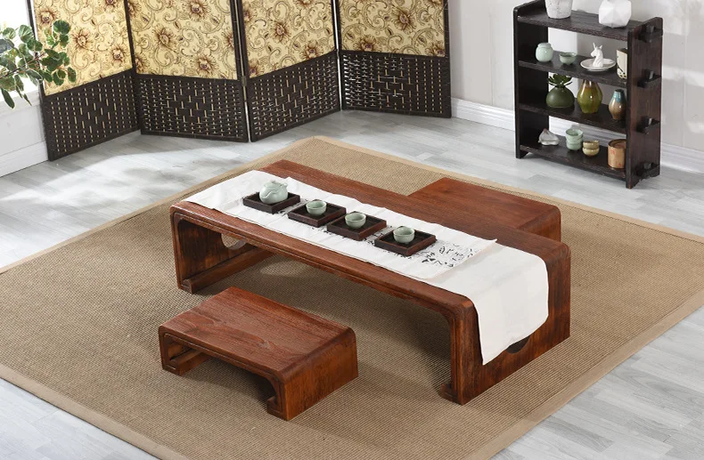 Японская винтажная домашняя деревянная мебель Азиатский стиль кофе чай гостиная низкий стол Прямоугольник 60*40 см татами напольный стол HW08