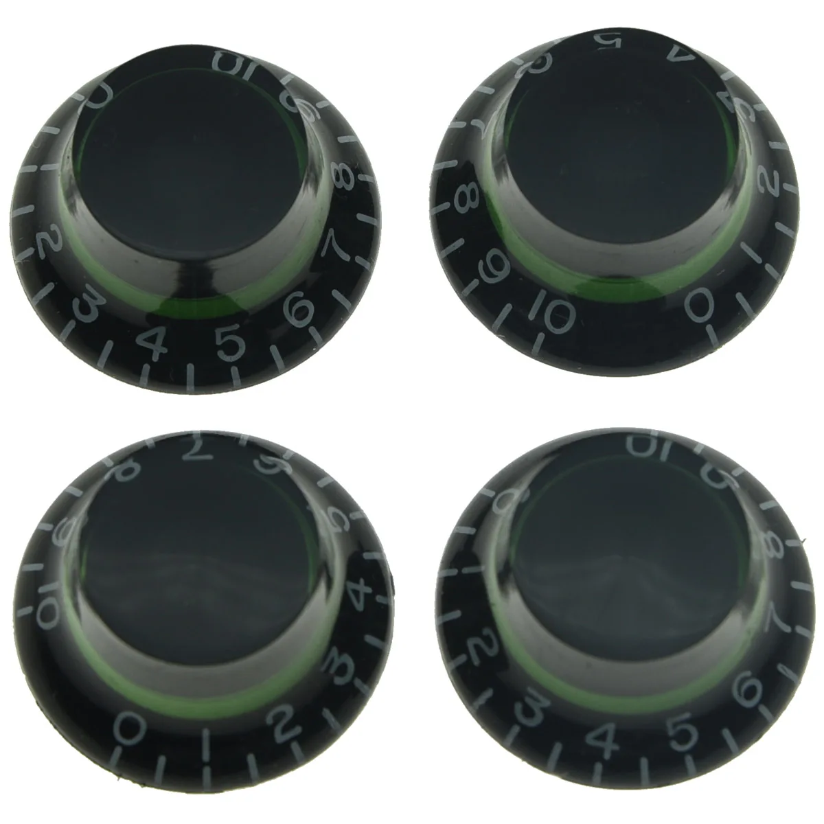 Dopro 4 Pcs Metric Custom Campana Manopole Cappello Superiore Manopola Nera Con Verde Per Les Paul/Import Chitarra Basso W/Grossa 5.8 Millimetri Divis