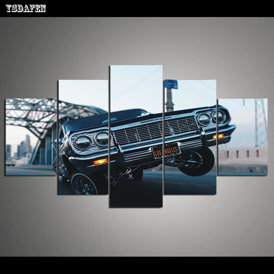 Drop Shipping HD 5 panel Printed Painting Canvas Art Car Painting Home