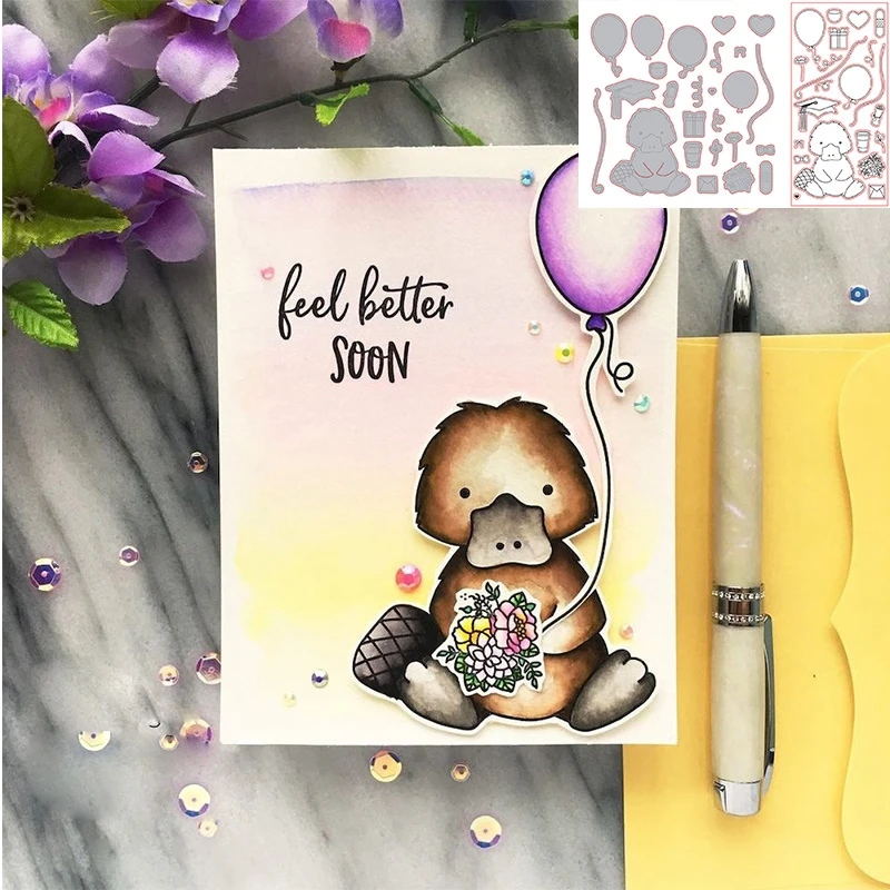 

Cute Duck Clear Stamp With Metal Cutting Dies Stencil For DIY Scrapbooking Decorative Emboss Handcraft Die Cutting Template