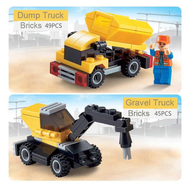 373PCS City Building Blocks Construction Build Bricks Trucks Excavator Compatible Legoing Technic City Figures DIY Kids Toys