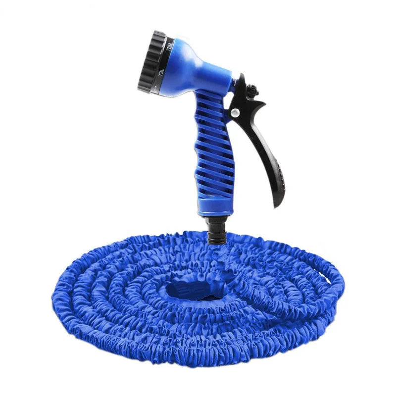

7 In 1 Spray Gun 25-200FT Expandable Garden Hose Latex Tube Magic Flexible Hose for Garden Car Plastic Hoses Blue garden hose