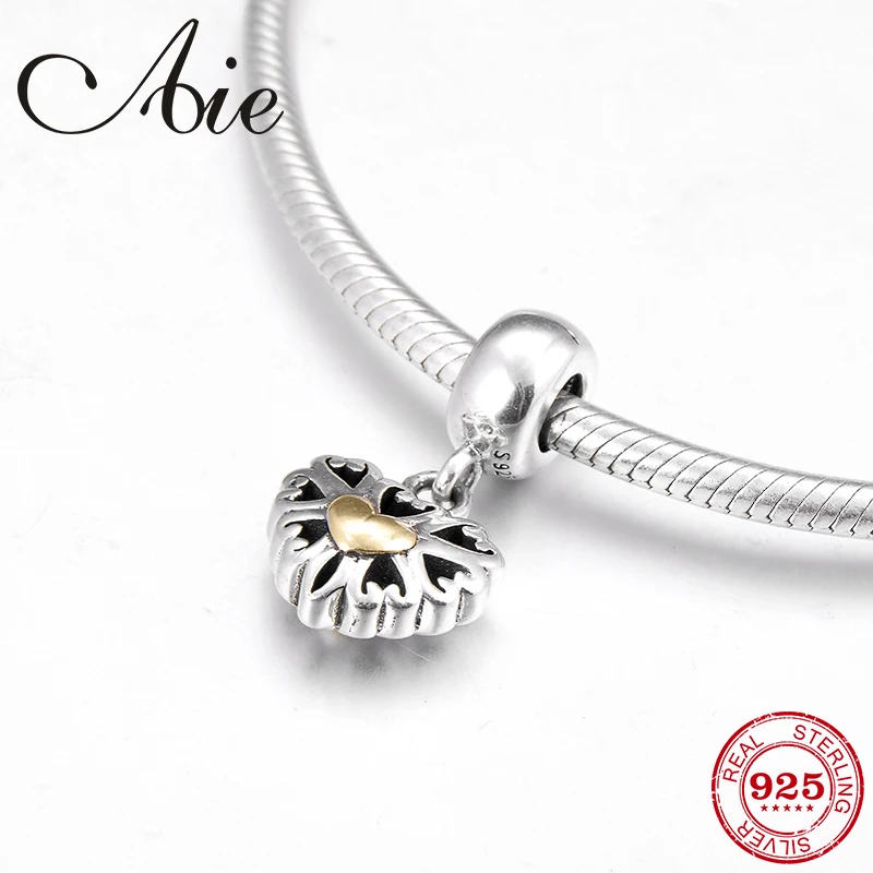 

New gold plating heart 925 Sterling Silver hollow out fine Pendant Beads Fit Original Pandora Charm Bracelet Jewelry making