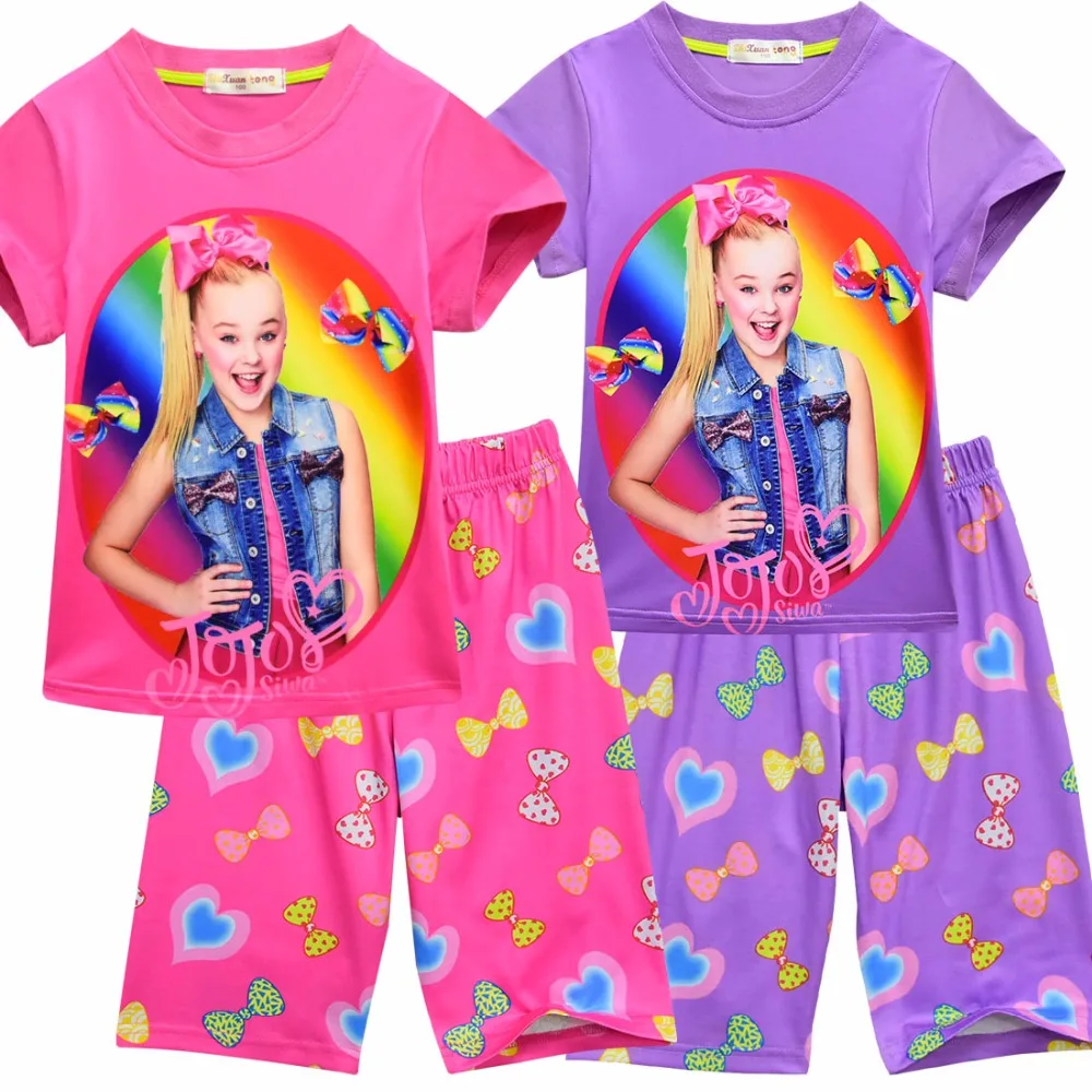 Летняя Пижама jojo siwa для девочек комплекты с короткими рубашками и шортами