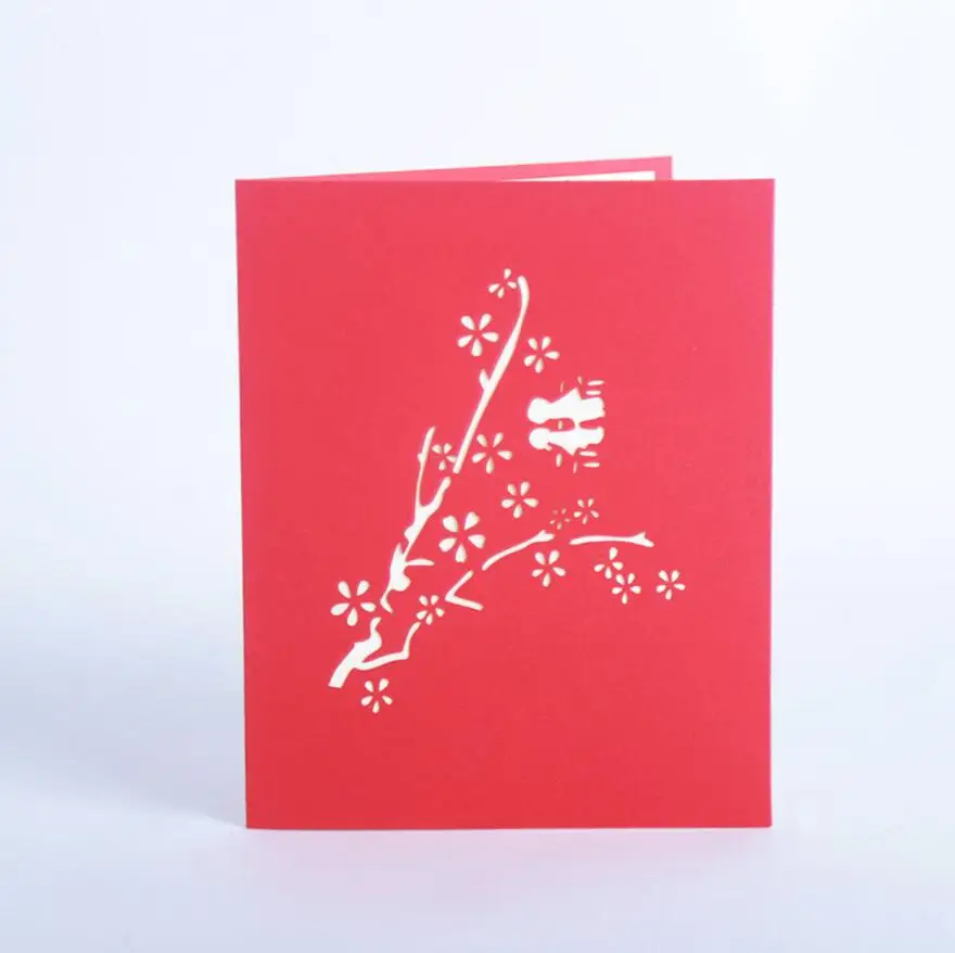  10pcs Cherry Tree Lover Handmade Kirigami Origami 3D Pop UP Greeting Cards Invitation card For Wedd - 32812572561