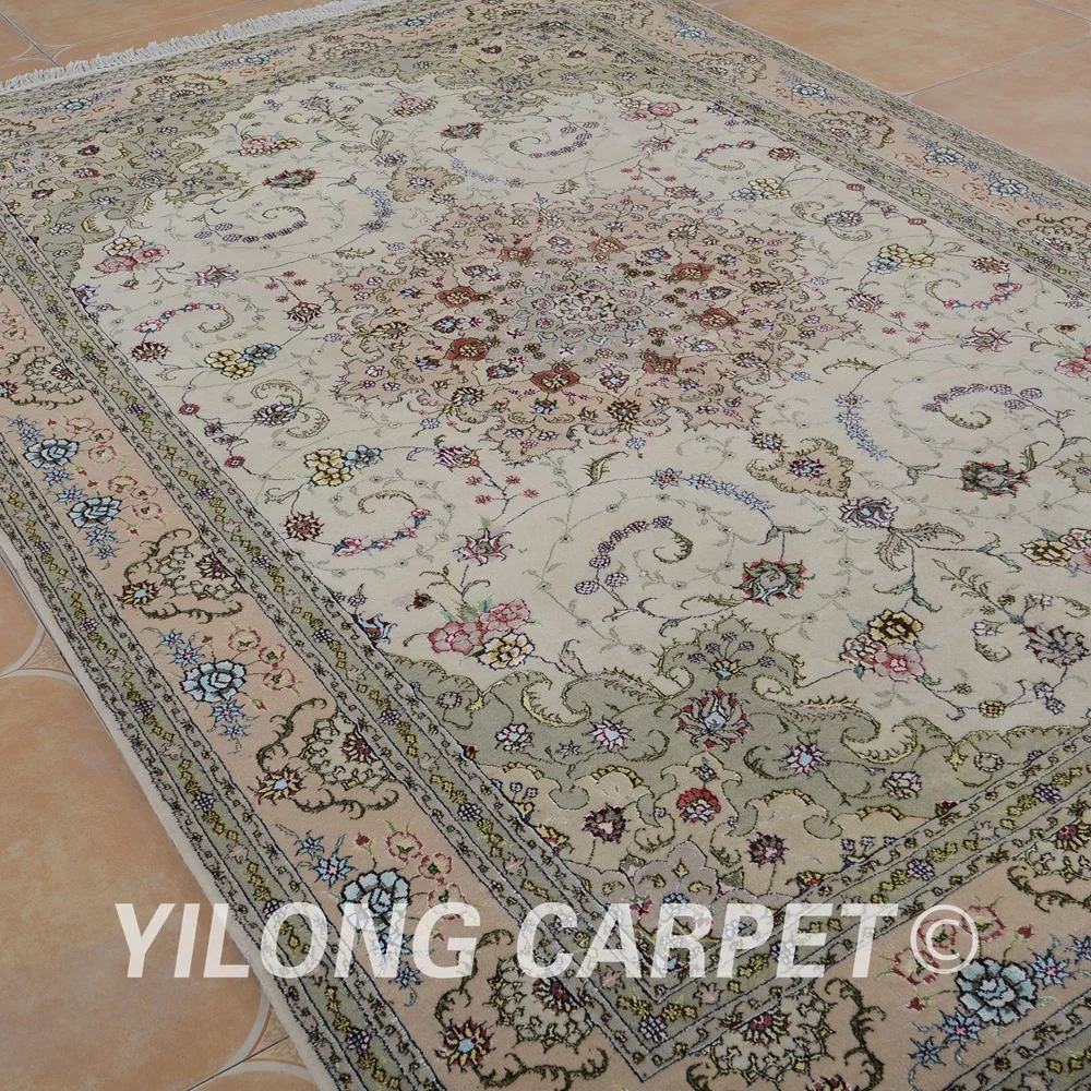Yilong 6 'x 9' Ручная работа Кашмирская шерсть бежевый толстый ковер изысканные