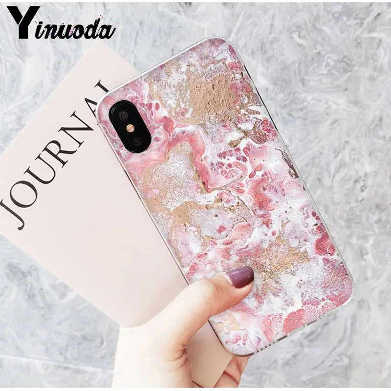Модный чехол Yinuoda с розовым мраморным рисунком сделай сам для телефона iPhone 6S 6plus 7