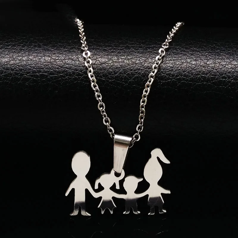 

Mama Girl Boy Doll Pendant Necklaces Kid Stainless Steel Necklace for Women Jewelry Neckless gift collares joyeria N2307