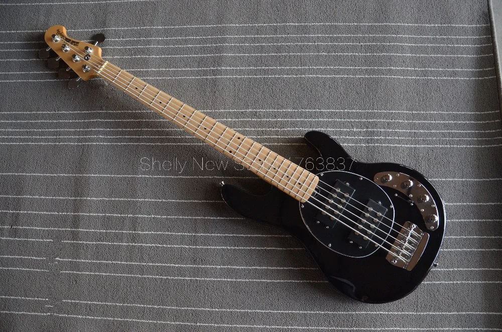 

Shelly new store factory custom black musicman bass StingRay 5 strings 9V battery electric bass guitars musical instruments shop