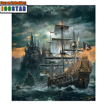 

Home Decor Full Drill 5D DIY Diamond Painting ship Skull. Pirates of the Caribbean Embroidery Cross Stitch Mosaic Gift