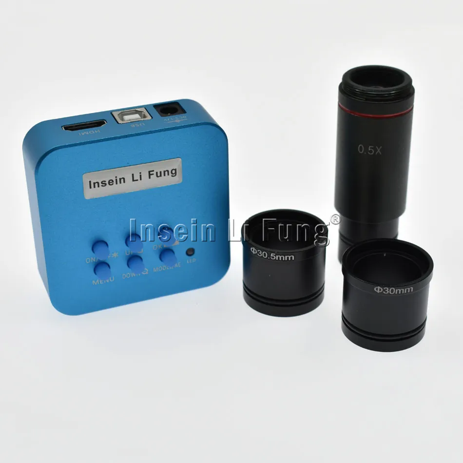 

20MP 1080P 60fps Industry HD Microscope HDMI USB Camera TF Card Video Recorder+0.5X C mount Eyepiece Lens +30mm 30.5mm adapter
