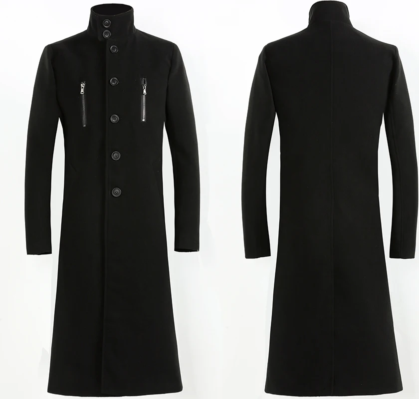 Новое поступление, модная мужская ветровка, длинное осенне-зимнее пальто, красивое элегантное шерстяное пальто свободного покроя, Толстого размера плюс S-4XL