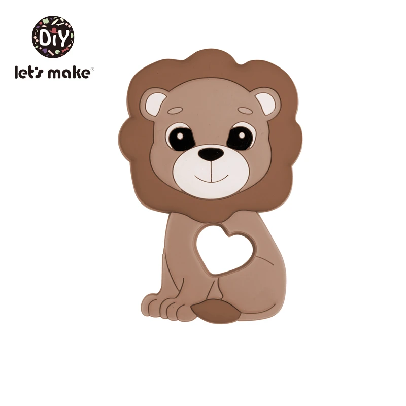 best items for teething baby Let's Make Silicone Teether Lion Shape 1pc Newest Animals Lion Teether For Teeth DIY Teething Pacifier Clips Food Grade Tiny Rod best Baby Teething Items Baby Teething Items