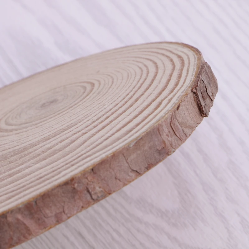 Натуральное дерево ломтики тарелка круглая деревянная фишка диск для DIY ремесло орнамент W20