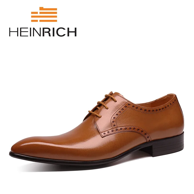 

HEINRICH New Arrivals Derby Men Shoes Genuine Leather Wedding Shoes Dress Men Leather Shoes Men Flats Chaussure Homme Mariage