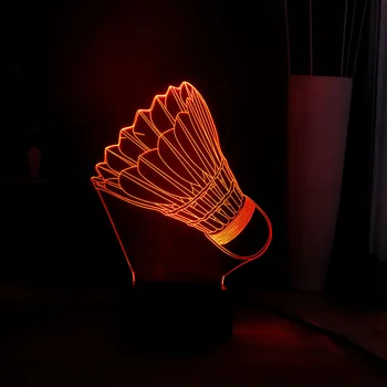 

New 3D Sporting Series Badminton 7 Color Change LED Touch Remote Decoration Atmosphere Table Lamp Children Friends Gift Prize