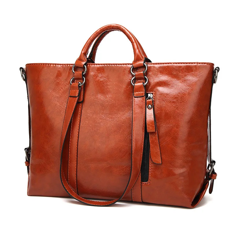 Женская сумка на плечо, модные женские сумки, кожаная Большая вместительная сумка-тоут, повседневная женская сумка-мессенджер из искусственной кожи - Цвет: coffee