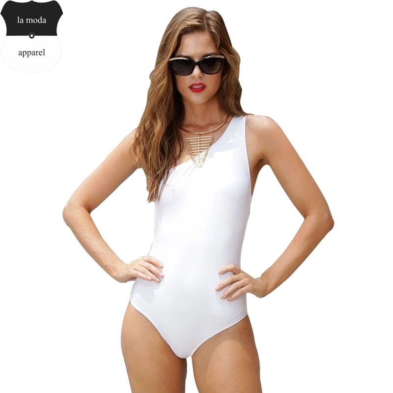 White Bathing Suit One Shoulder Monokinis One Piece Swimsuit 2017