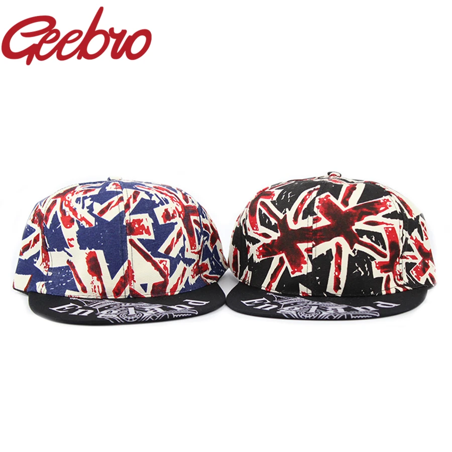 Последняя Стиль английского флага Печати Snapback Бейсбол Кепки молодые люди хип-хоп