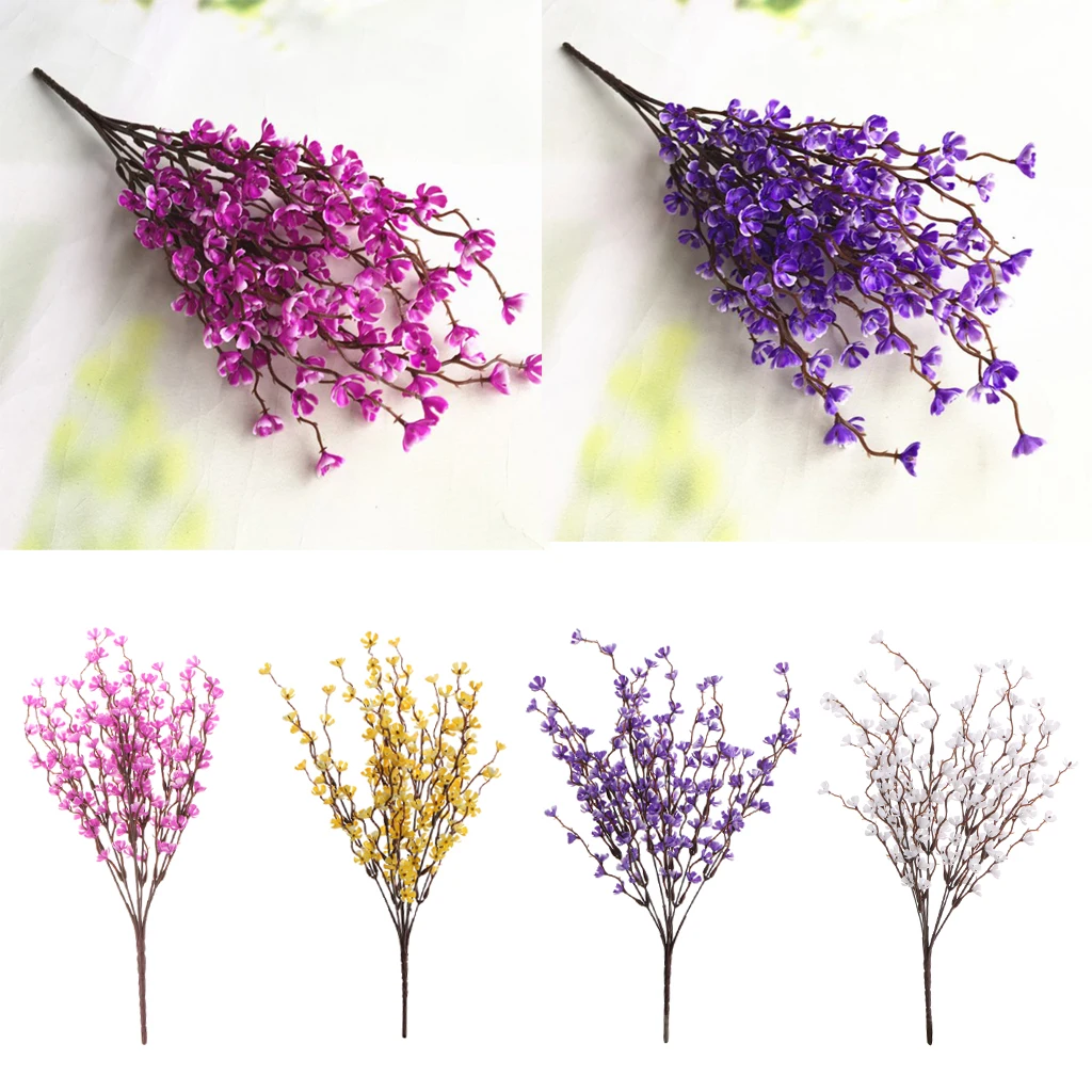 37cm Artificial Flower Spring Plum Blossom Branch Flower Bouquets Flower Bud for Wedding Party Decor Home Room Ornament