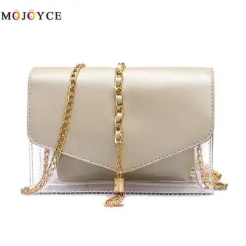

Fashion Small Shoulder Bag Women Handbags Clear Transparent PVC Tassel Chain Crossbody Bag