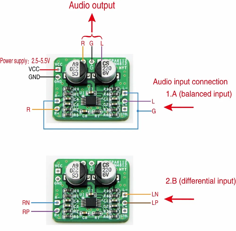 1 шт. Плата усилителя дифференциально-сбалансированная TPA6112 и SGM4812 HIFI Amp Module150Mw 3,3-5 В