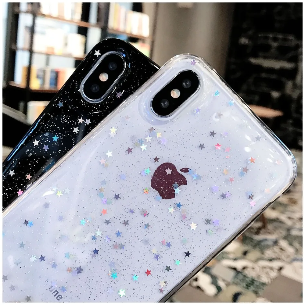Блестящий Мягкий чехол с блестящими звездами для iPhone 6 6S Plus 7 8 plus задняя крышка