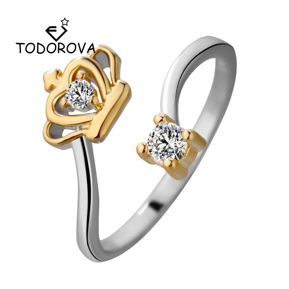 

Todorova Gold Color Adjustable Crown Rings for Women AAA Cubic Zirconia Engagement Wedding Rings Female Anel Accessories