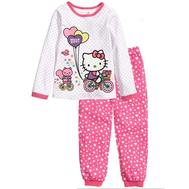 

Spring Autumn Baby Childrens Cartoon Pyjamas Sets Kids Girls Boys Hello Kitty Sleepwear Long Sleeve Pajamas Cotton Nightdress