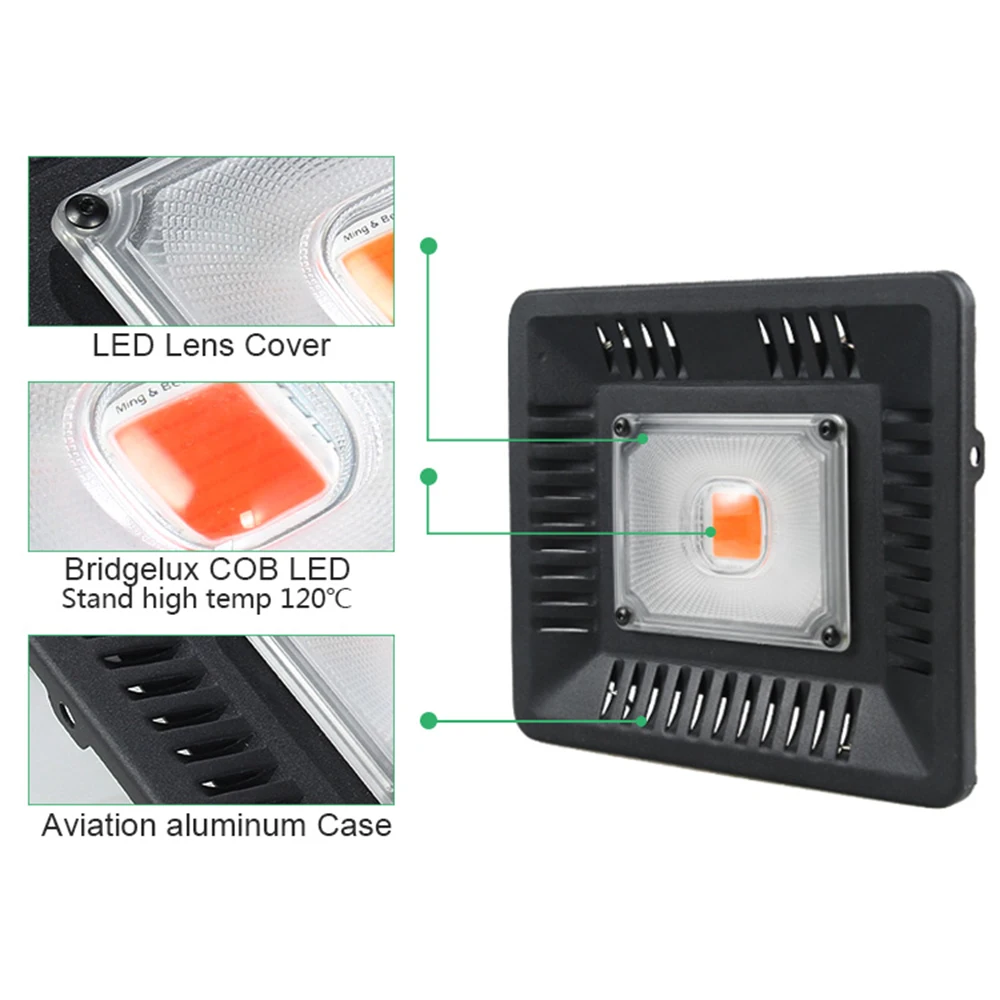 Растения растут свет потока на открытом воздухе IP67 Водонепроницаемый светодиодный Grow light 100 W 200 W 300 W Цветы лампа для выращивания растений с питанием от источника для Vegs гидропоники Системы