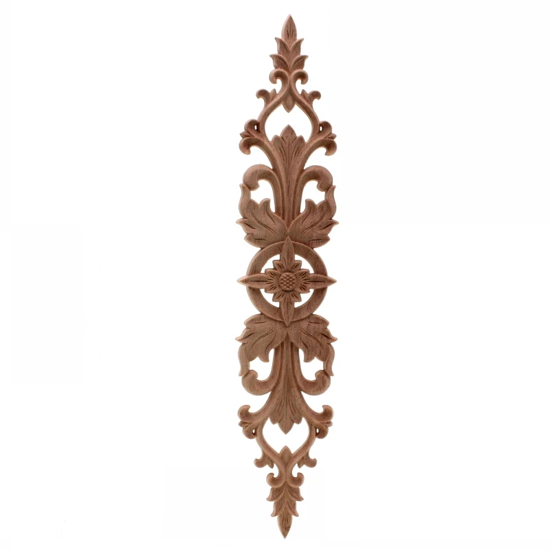 Runbazef Vintage Unpainted Wood Carved Decal Applique Frame For Home Accessories Door