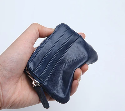 LANSPACE мужской кожаный кошелек, брендовый кошелек, держатель для карт, модные кошельки для монет, держатели - Цвет: Dark Blue 2 side