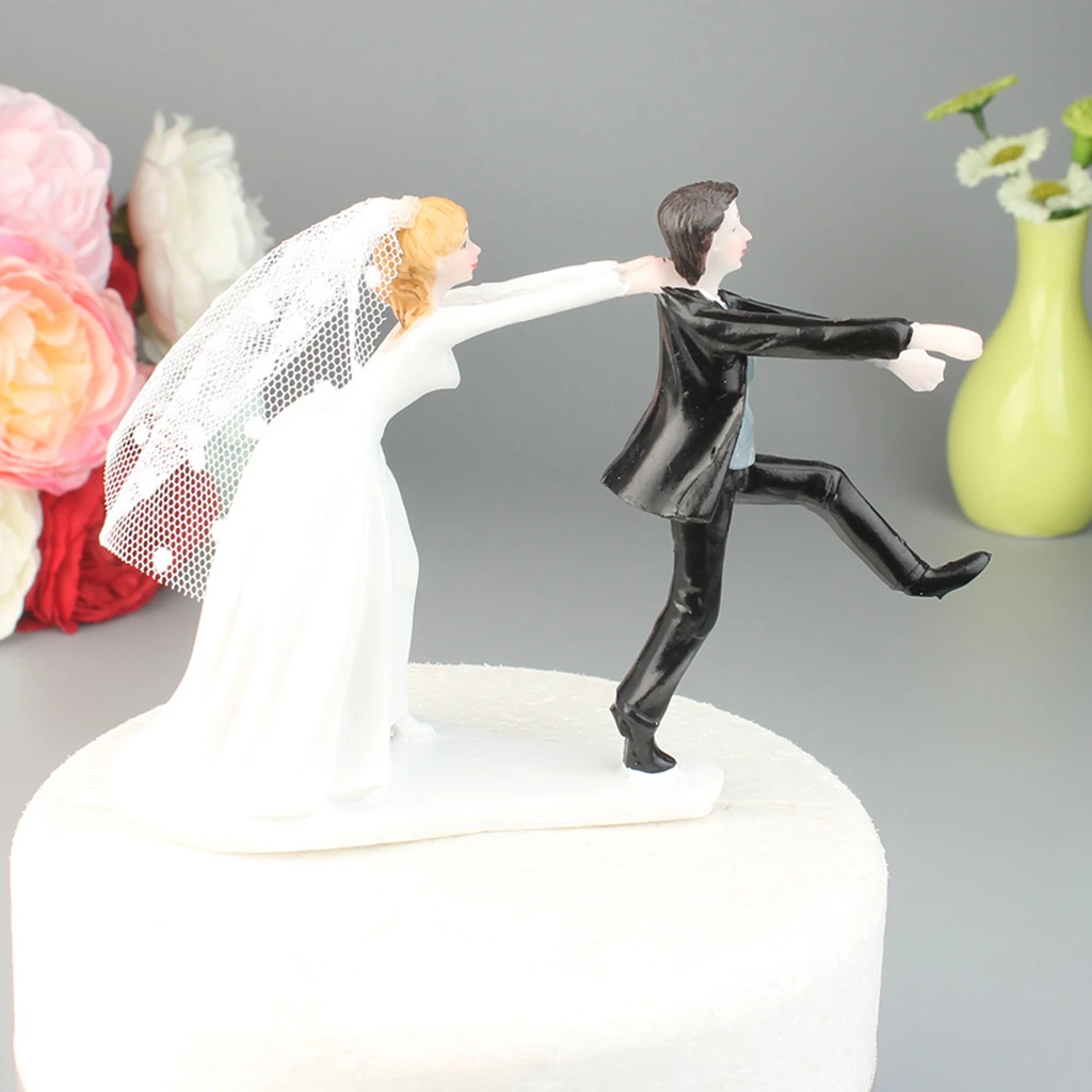 Naughty Reluctant Groom Bride Resin Figurine Wedding Cake Topper Wedding Decor
