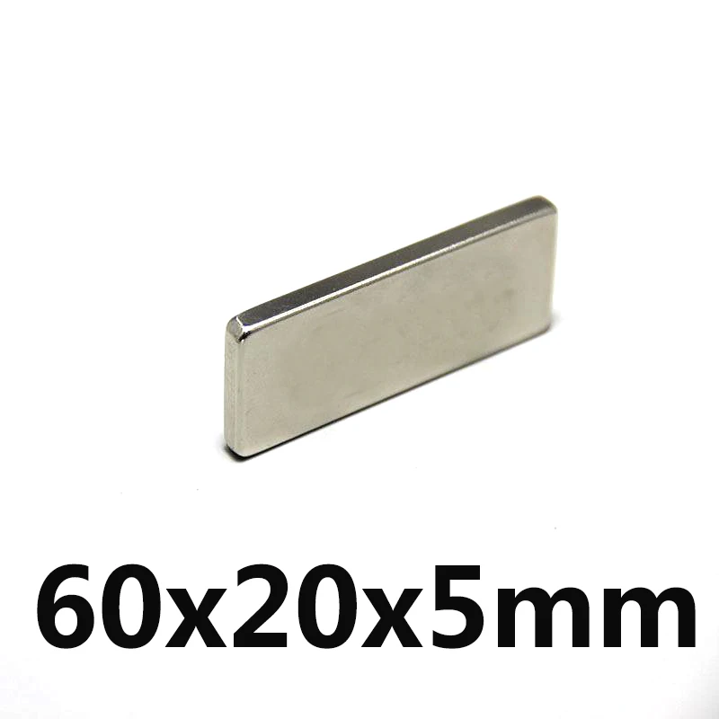 

1pcs magnet 60x20x5 mm Strong Rare Earth Block square Neodymium 60mmx20mmx5mm Permanent magnets 60x20x5 mm