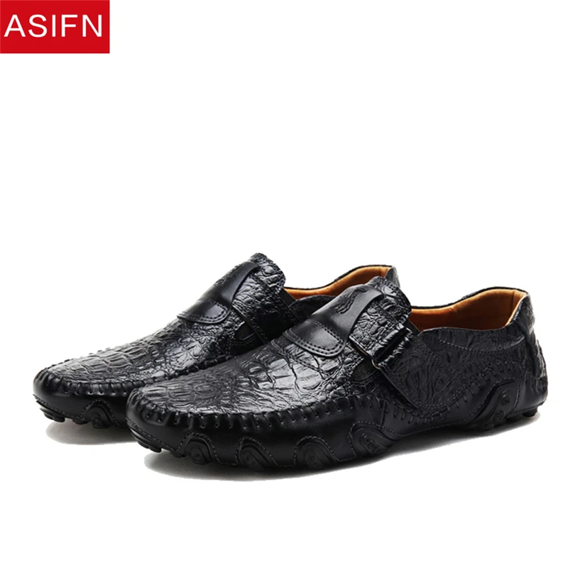 

ASIFN Men Genuine Leather Shoes Loafers Men's Flats Casual Shoes Luxury Man Comfortable Soft Driving Slip on Moccasins Male