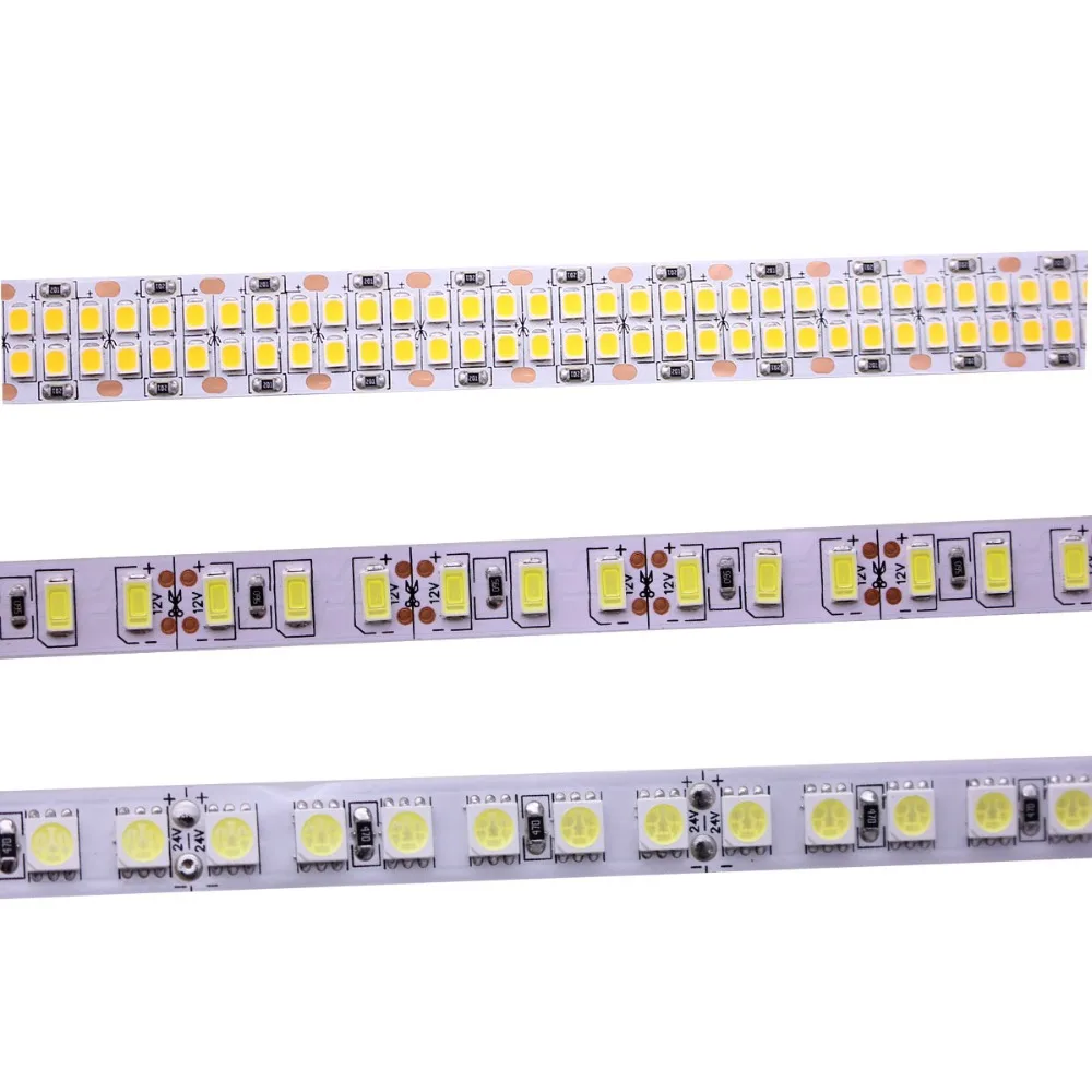 #cheap DC12V 24V 5M 300 600 1200 2400LEDs m 2835 5630 5050 60 120 240 480LEDs m RGB LED Strip white RGB LED Light Strips Flexible Tape