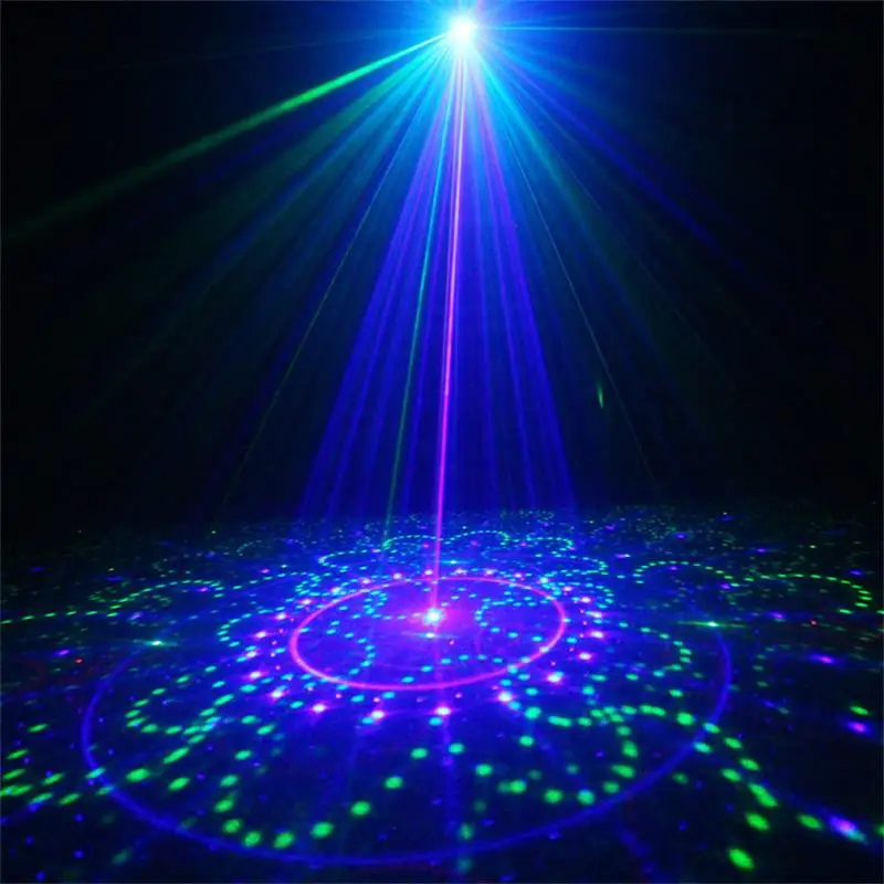 RGB DJ Disco Light Laser Projector For Dance Party Sound Lights Stage Machine 128 Patterns Color Music Nightclub Lights