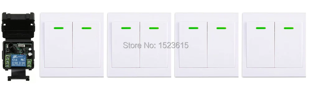 

New DC12V 1CH Wireless Remote Control Switch System Receiver + 4*Wall Panel Remote Transmitter Sticky Remote Smart Home Switch