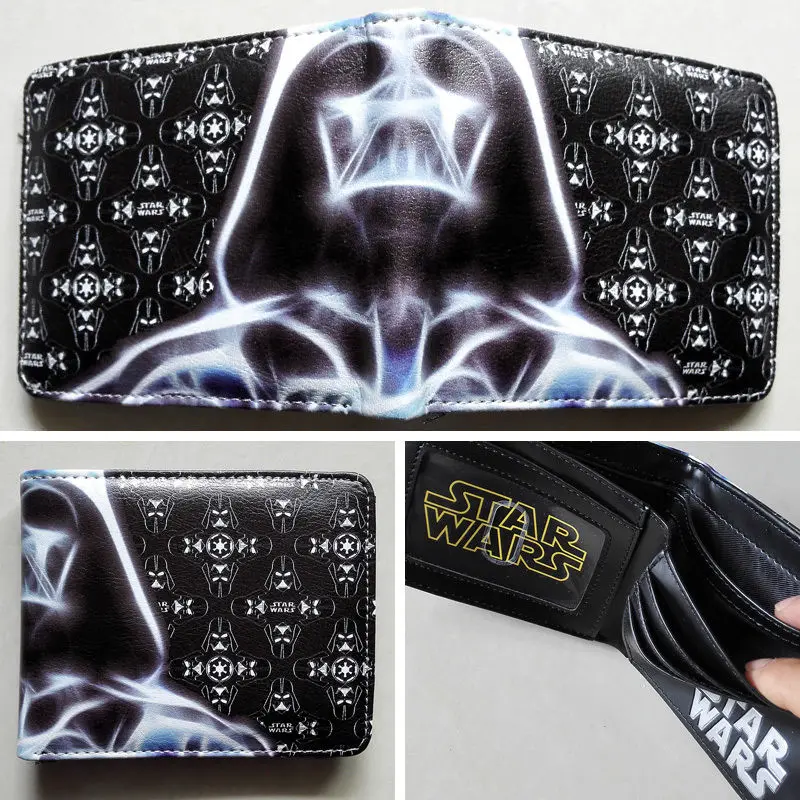 

2018 Movie Star Wars Darth Vader Logo wallets Purse Silver 12cm Leather New Hot W179