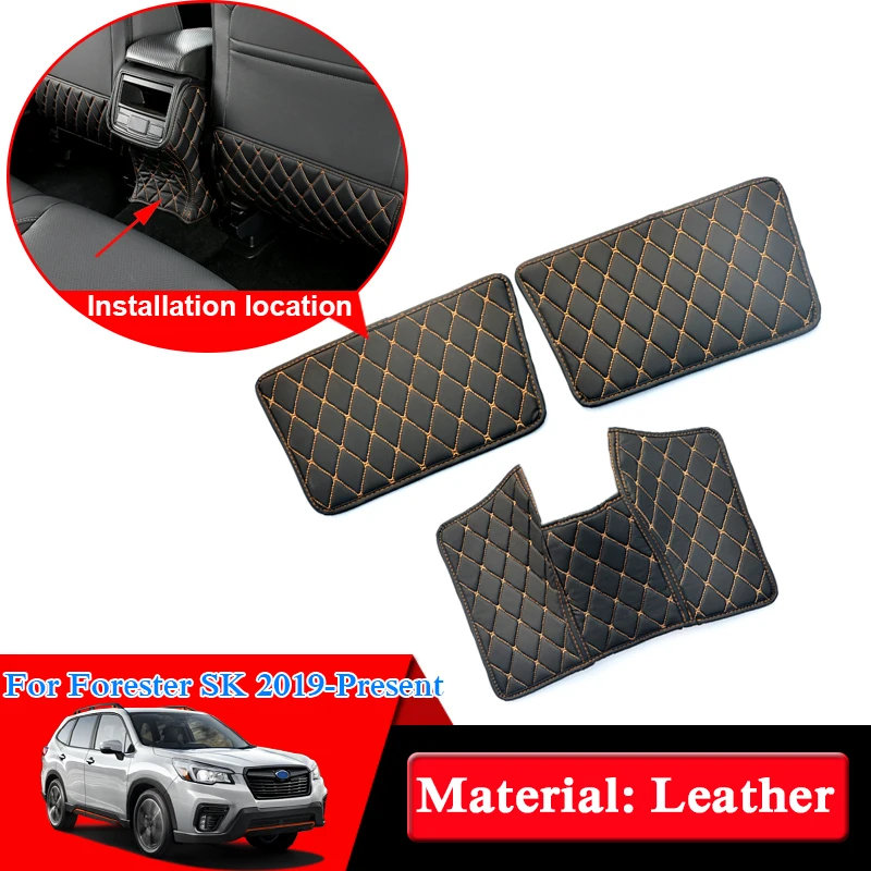 

Car Styling 3pcs Leather Seat Back Anti Kick Mats For Subaru Forester SK 2019 Anti-Child-Kick Pad Covers Internal Accessories