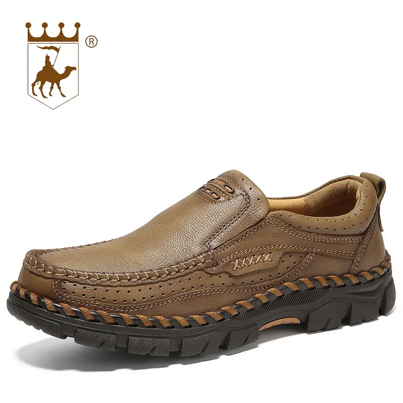khaki Tamanho Casuais 38 Artesanal 44 Sapatos Calçados Slip slip De Backcamel Dos resistente Brown on Desgaste Homens Grosso Ar sola Couro Anti 2018 Camurça Ao Livre 4F1fBWq