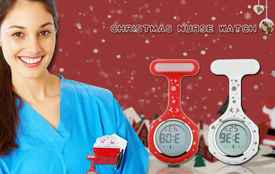 Часы медсестры цифровые силиконовые медицинские часы Брелок Брошь часы медсестры доктор с зажимом дропшиппинг Счастливого Рождества