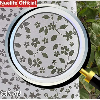 

45x100cm gray flower pattern glass film bathroom kitchen living room bedroom office balcony sliding door window opaque film
