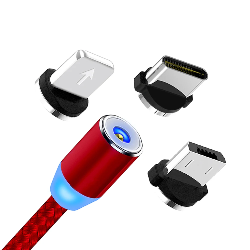 

1M 2M Magnetic Cable Type C Charger LED Charging Micro USB Cable For iPhone XS X XR 8 7 Samsung S10 Magnet Phone Cables Android