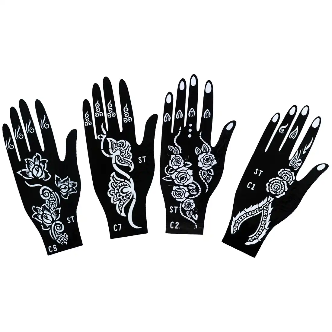 Fleur Dentelle Doigt Pont Moule Henné Tatouage Paume Modèle Inde Népal Flash Pistolet à Peinture Femme Main Peinture Mehndi Tatouage Modèle