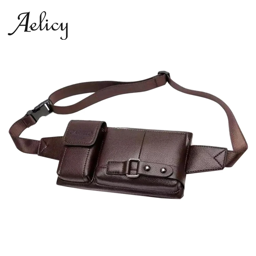 

Aelicy Men Mobile Phone Pocket Quality PU Leather Belt Purse Chest Bag Mens Outdoor Sport Hiking Waist Pack Small 2019