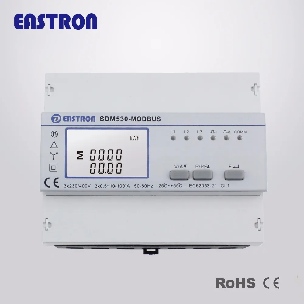 SDM530 Modbus трехфазный четырехпроводной измеритель энергии на Din рейке RS485 RTU и
